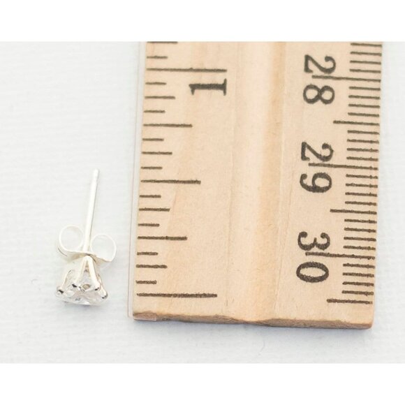 Sterling Stud Earrings, Triangle Earrings, Diamond Earrings, Shiny Earrings - J7 - Picture 3 of 3